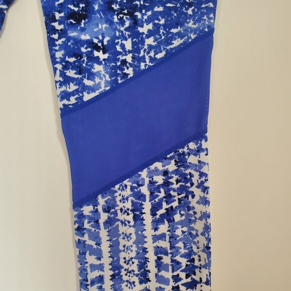 Calvin Klein Women's Leggings Medium Blue White Abstract Mid-rise Yoga Workout - Picture 5 of 10